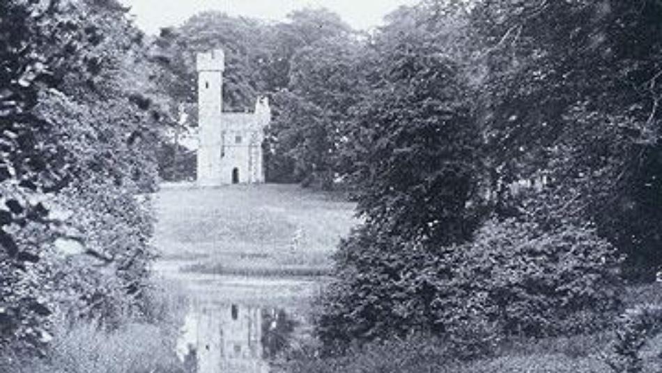 A black and white image of Hardwick Park