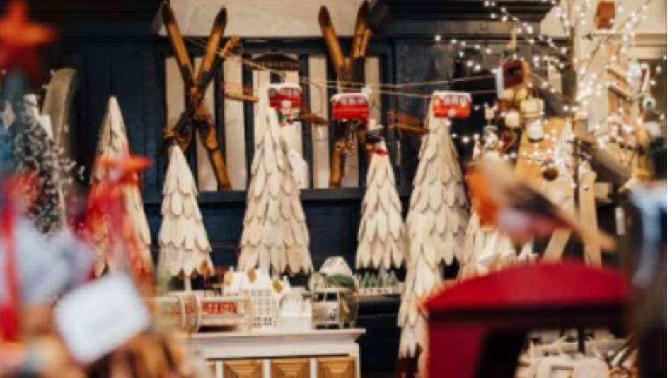 A whimsical Christmas toy shop display