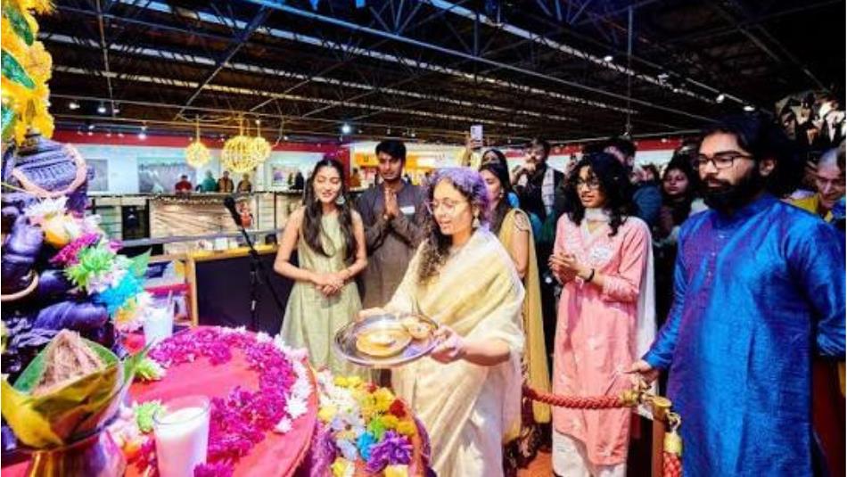 Traditional prayers to goddess Lakshmi at the Diwali celebrations at the Oriental Museum.