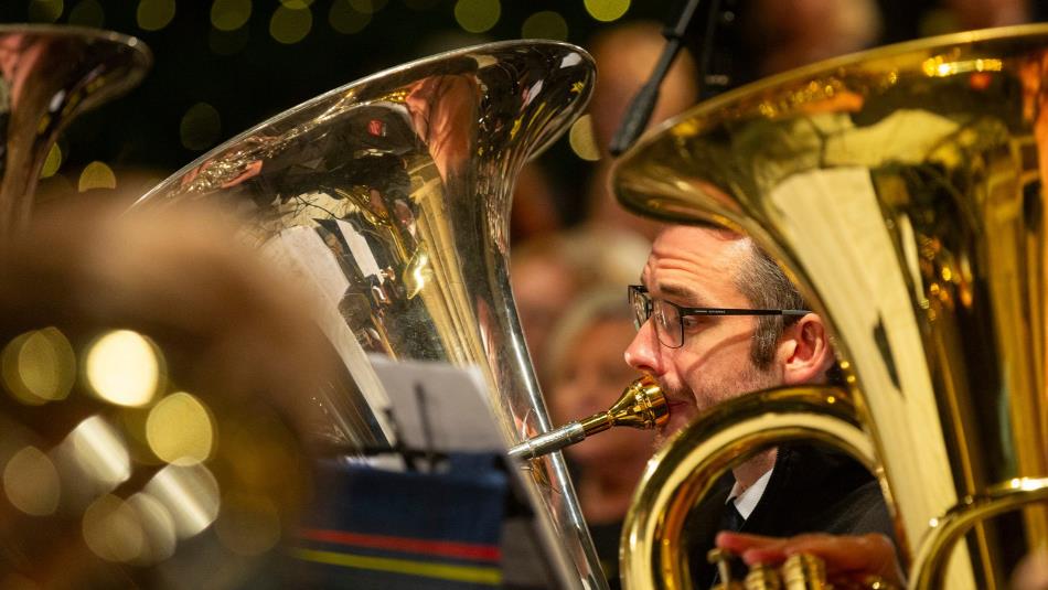 Consett Salvation Army Band, an orchestra of brass instruments.