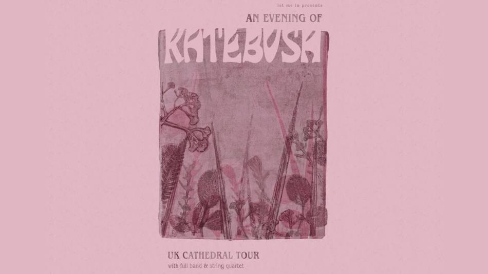 Pink illustrated logo of a floral foreground and a quirky Kate Bush font at the top of the image.