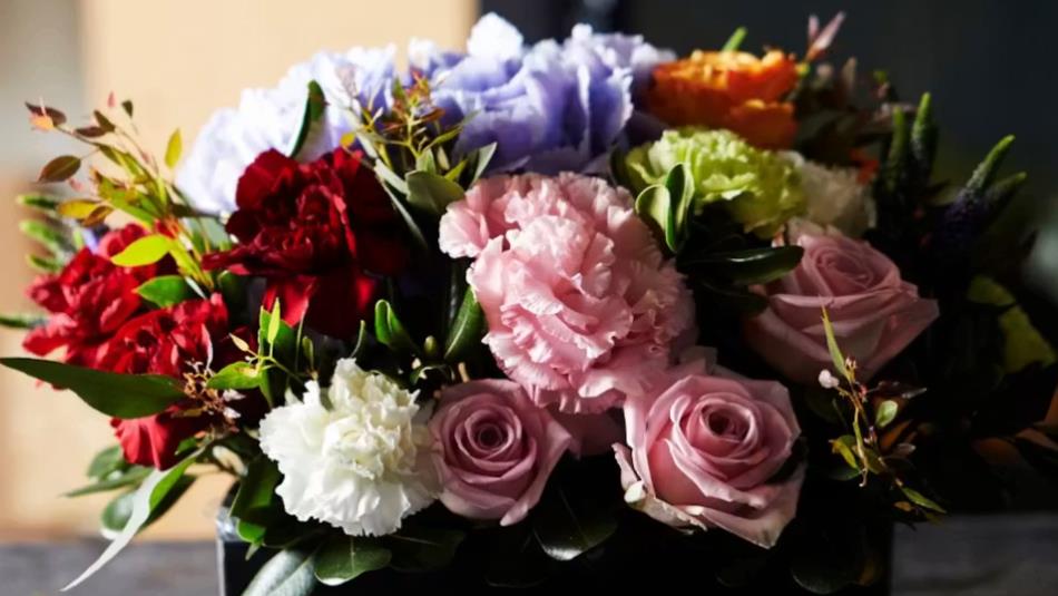 Close-up image of a colourful bouquet of a selection of flowers