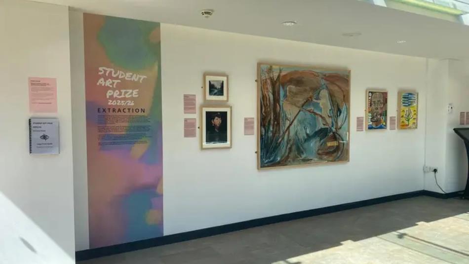 An exhibit for the student art prize in the Courtyard Gallery