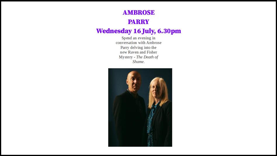 Ambrose Parry pen name for husband and wife duo