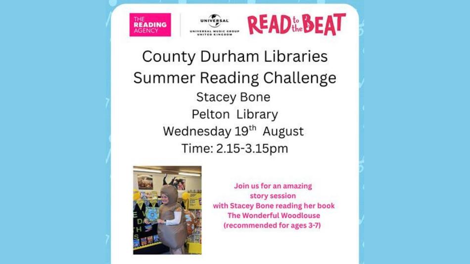 Person dressed in a woodlouse costume at Pelton Library, event 19th of August.