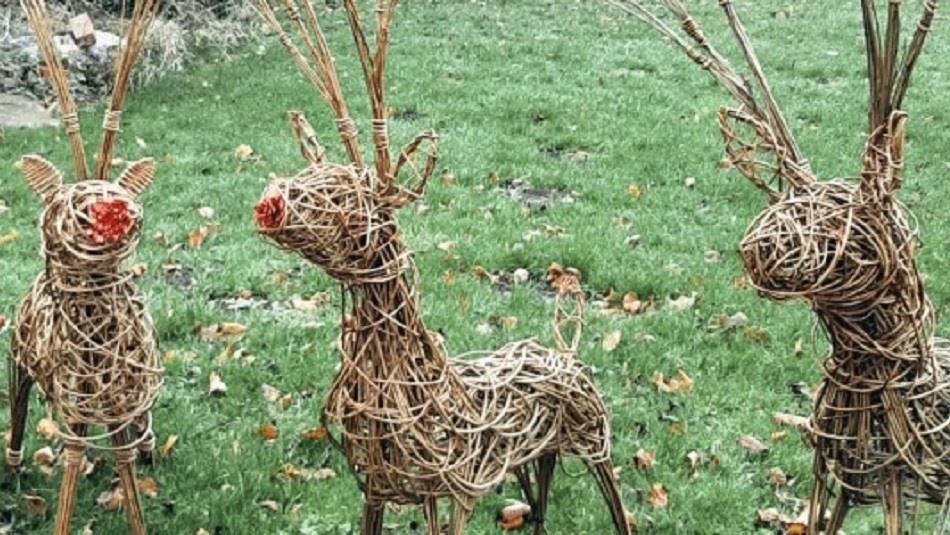 Three Reindeer made from willow