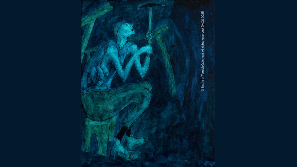 Tom McGuinness, The Hewer, 1980s, oil on board. Gemini Collection, Zurbarán Trust