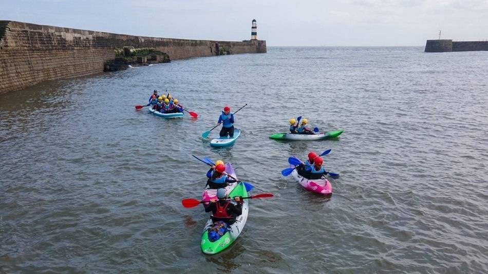 Kids Kayaking at Seaham Harbour Marina