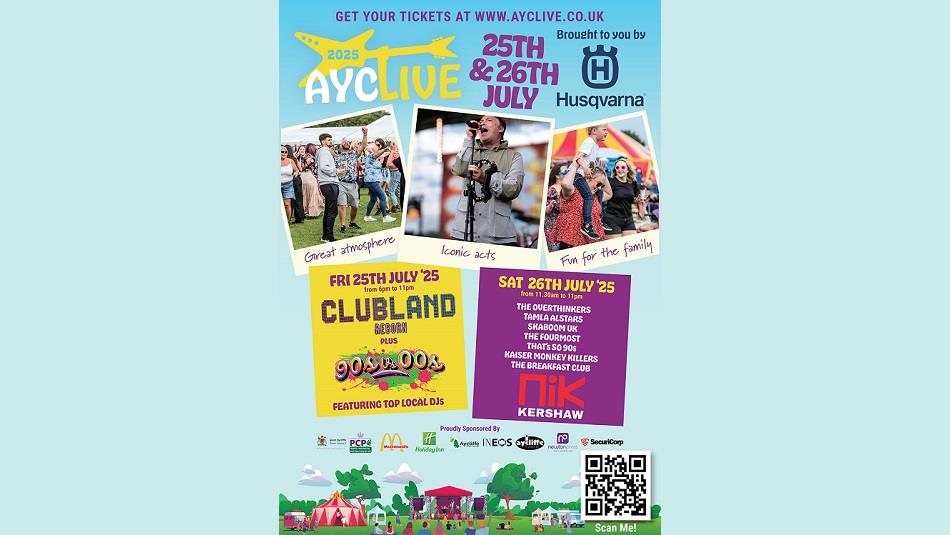 Ayclive 2025 advertising poster showing details of events