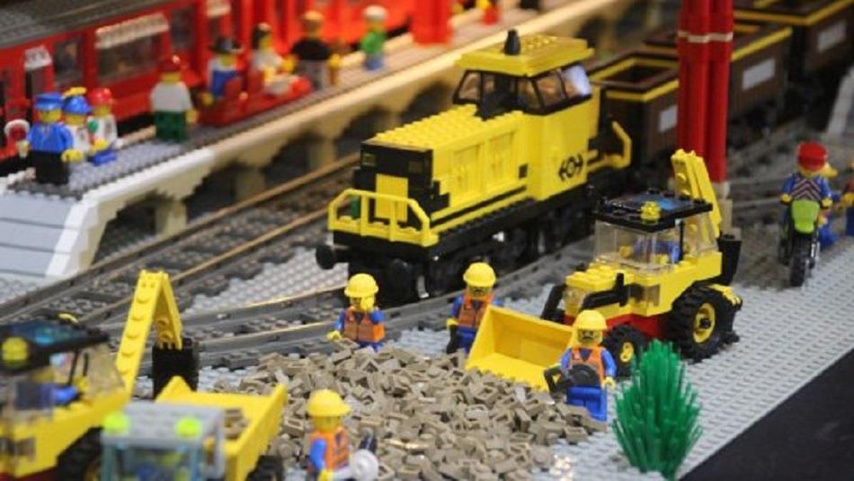 Trains, diggers, people made from Lego