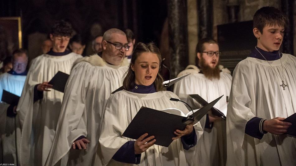 Choir singing at Durham Cathedral.