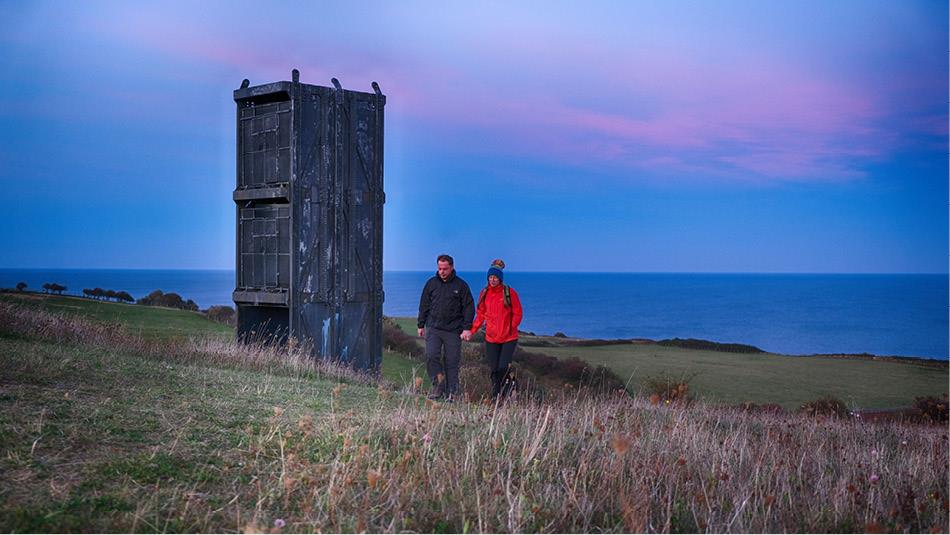 Replica mine shaft overlooking the sea