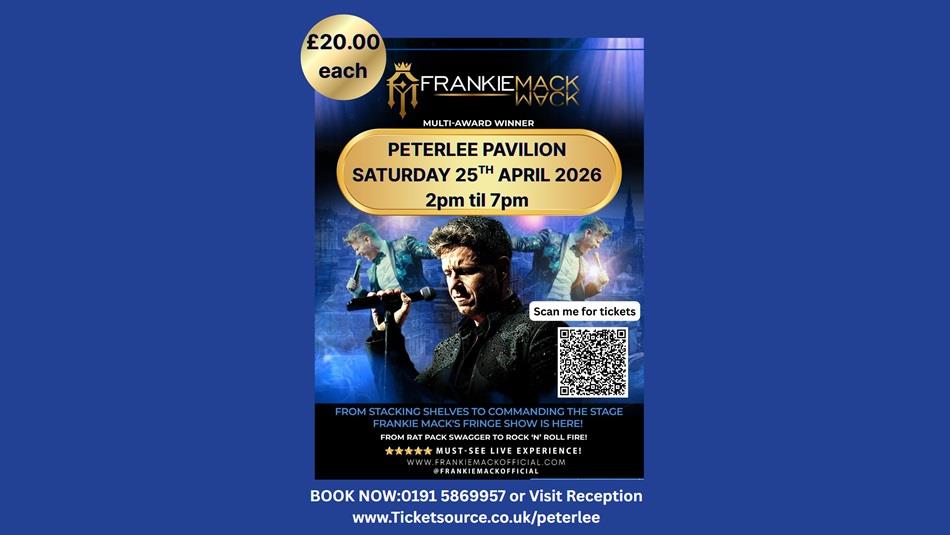 Event information with an image of Frankie Mack.