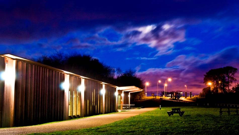 Hardwick Park Visitor Centre at night