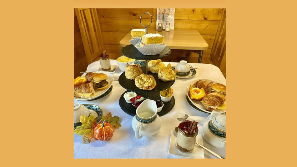 Table set with an Autumnal Afternoon Tea