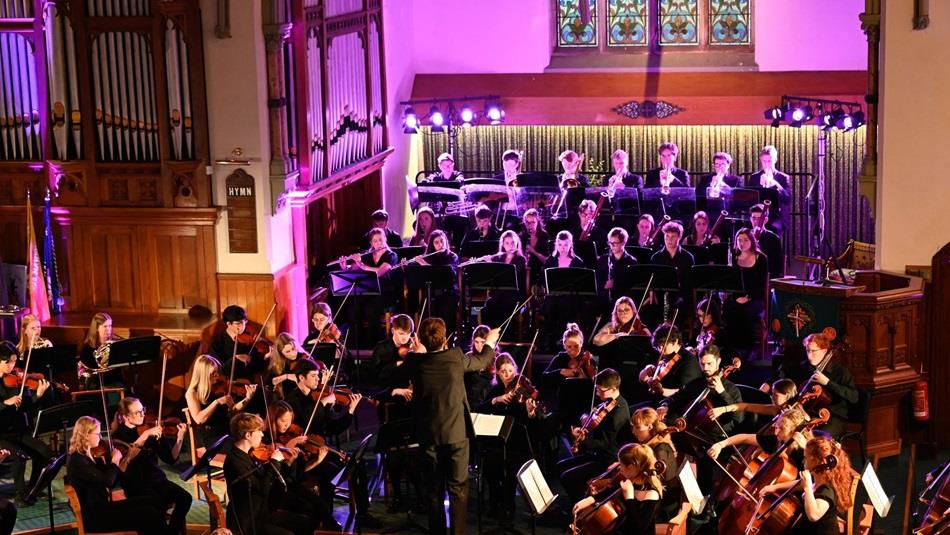 Durham student orchestra performing at Elvet Methodist Church, Durham City