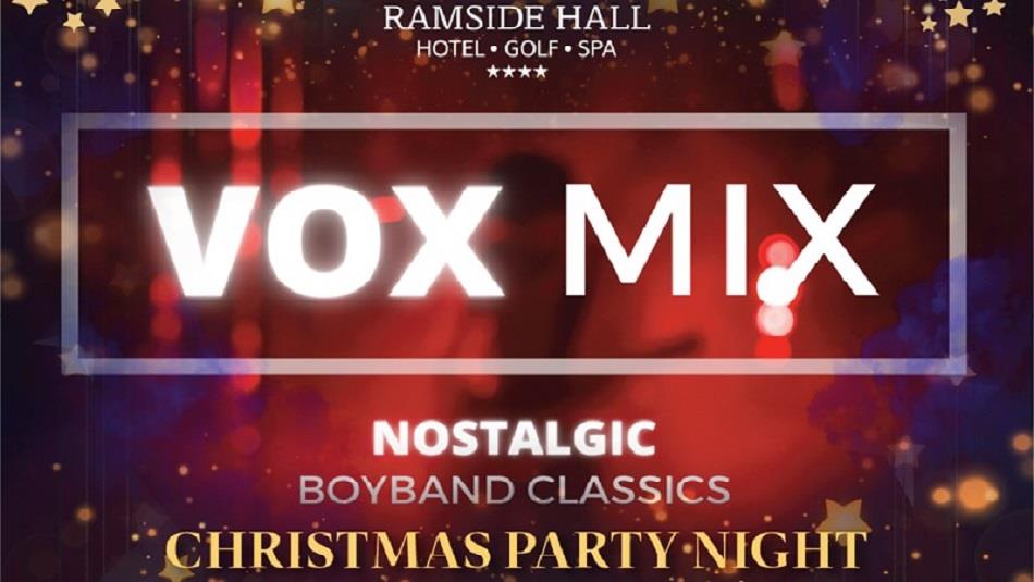 Text reads, 'Vox Mix, Nostalgic Boyband Classics, Christmas Party Night' against stars and twinkly lights.