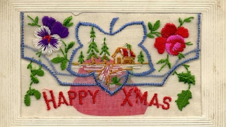 An embroidered Christmas Card