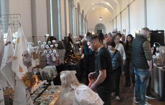 Brancepeth Castle Christmas Craft Fair 2025.  Crowds of people attending a craft fair at Brancepeth Castle.