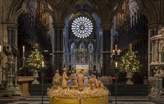 Durham Cathedral nativity scene carved by a Durham miner.