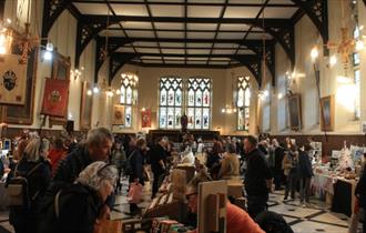 Crowds of people attending the Christmas Gift Fair at Ushaw