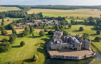 Aerial view of Raby Castle and The Rising development