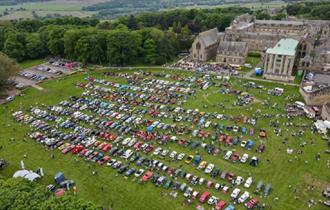 Aerial view of Ushaw Classic Car and Bike Show