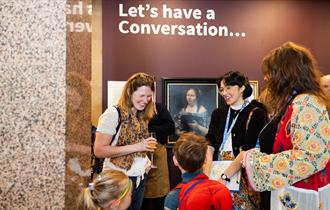 Families enjoying activities at The Bowes Museum