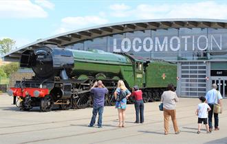 The flying Scotsman engine outside Locomotion railway museum in shildon, county durham.