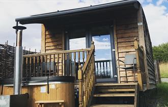 Lodge with wood fired hot tub