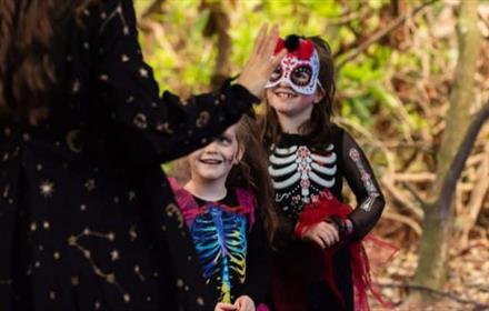 Children dressed in Halloween costume on the Ushaw Halloween Trail