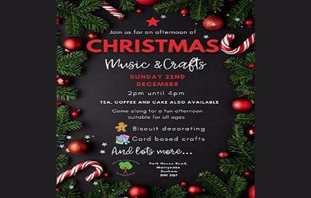 Christmas Music and Crafts advertising poster