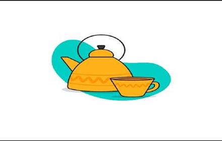 Cartoon image of a yellow teapot and cup