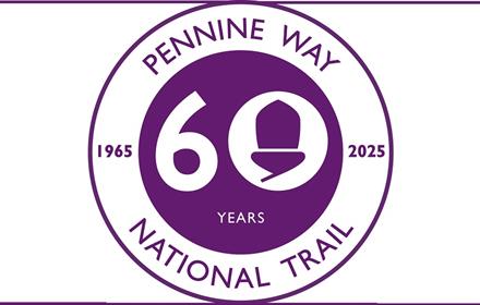 60 years of the Pennine Way National Trail logo in purple on a white background