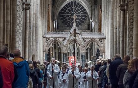 Procession at the Festival of Nine Lessons and Carols service at Durham Cathedral