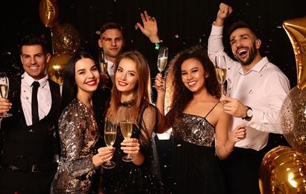 Group of people enjoying New Year's Eve at the Radisson Blu