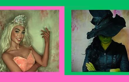 Two people dressed as characters from Wicked