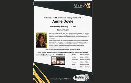details of the event with an image of Annie Doyle