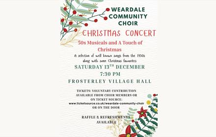 Poster for the Christmas Concert with details of location and time of event.