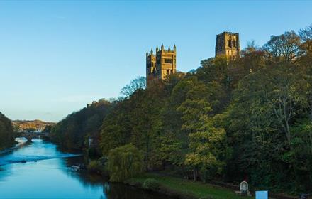 Durham Cathedral, trees river