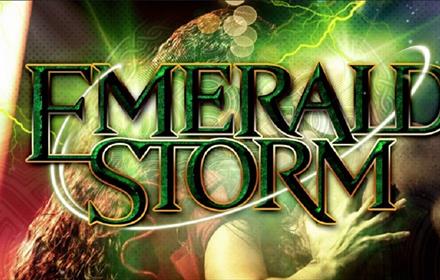 Image reads, 'Emerald Storm' and shows green lightning against a starry sky.