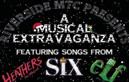 Text reads, 'A Musical Extravaganza, featuring Songs from Six' against a snowy background.