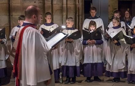 Members of the Durham Cathedral Choir performing.