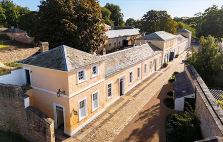 Aerial View of the Coach House shop at Raby Castle