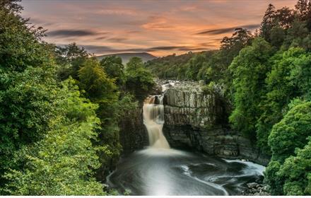 High Force Waterfall at sunset
