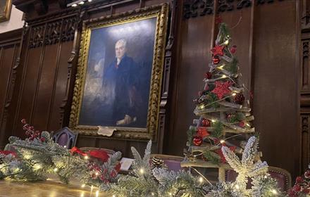 The Great Hall in Durham Castle, decorated for Christmas