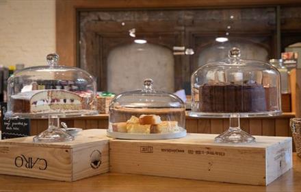 Cakes on display at the Bishop's Kitchen