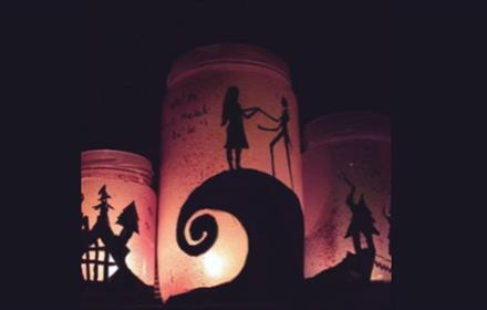 Nightmare Before Christmas imagery on lanterns.