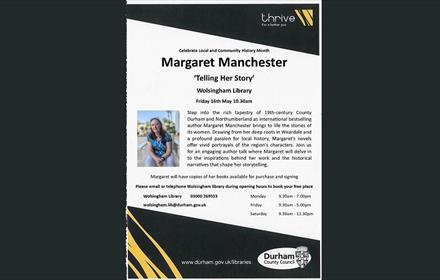 details of event with an image of Margaret Manchester