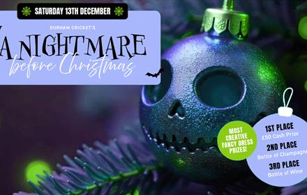 A Nightmare Before Christmas with a spooky Christmas decoration and event date